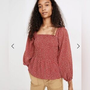 Madewell Red Floral Blouse